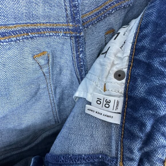 Ann Taylor Loft Curvy Kick Crop Jeans Women Size 30/10 Mid Rise Medium Wash Blue - Picture 7 of 13